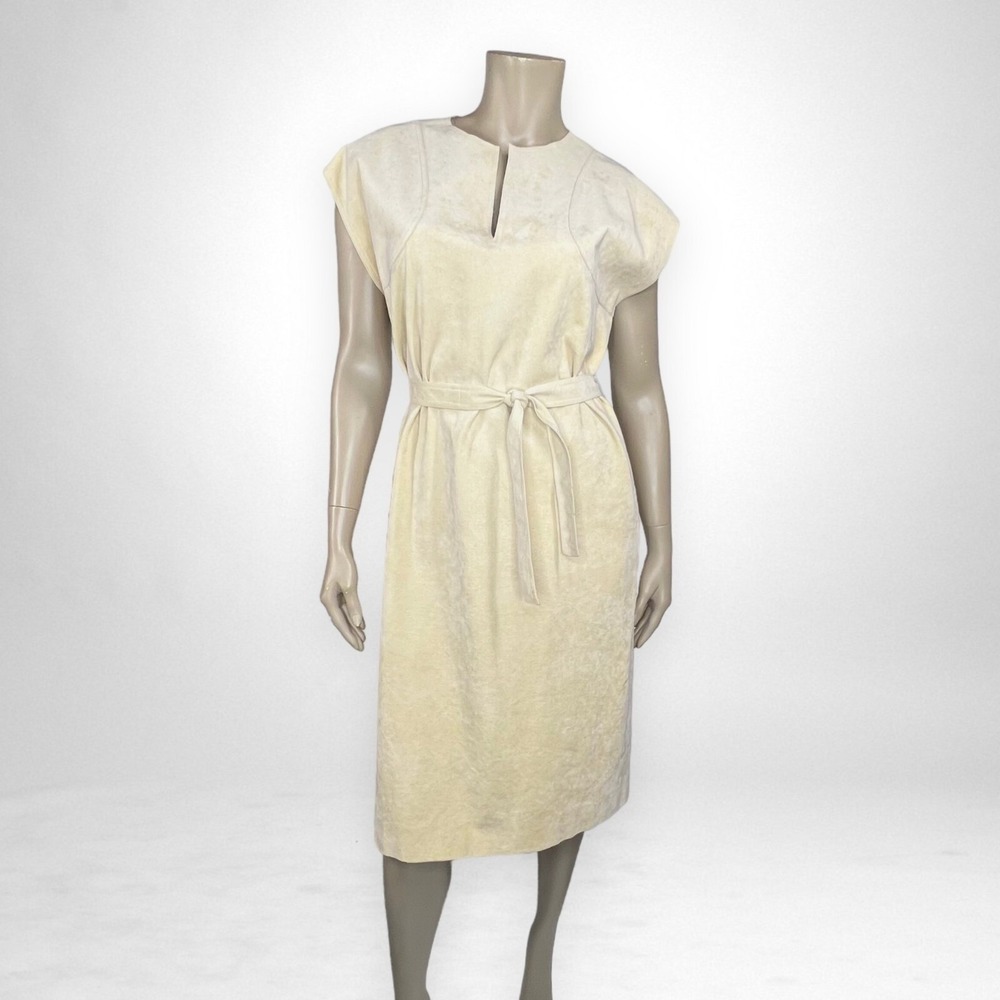 Vintage ABE SCHRADER Large 70s‎ Belted Faux Suede Dress Casual